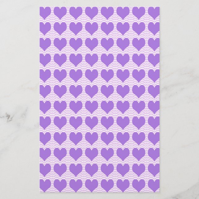 Papelería Corazones púrpuras (Anverso)