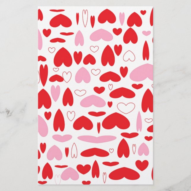 Papelería Corazones Rojo Y Rosa (Anverso)