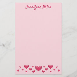 Papelería Corazones rosados del día de San Valentín y texto 