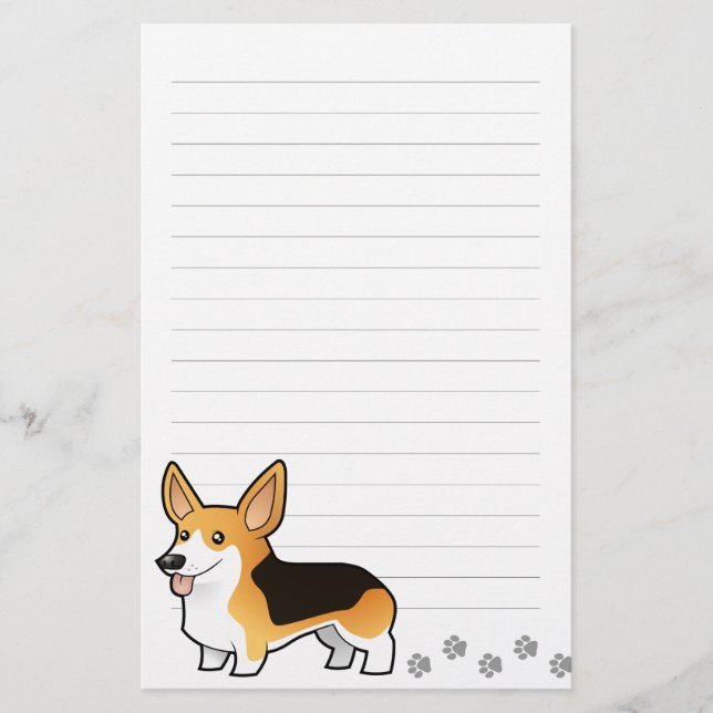 Papelería Corgi Galés del Pembroke del dibujo animado (Anverso)