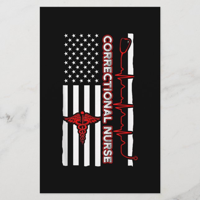 Papelería Correctional Nurse USA Flag Nursing RN (Anverso)