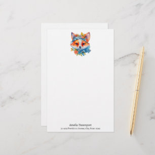 Papelería Corto Naranja Fox con corona floral