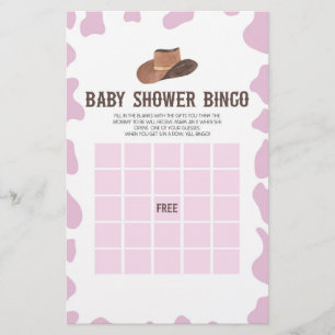 Papelería Cowgirl Rodeo Bingo Occidental Juego de Baby Showe