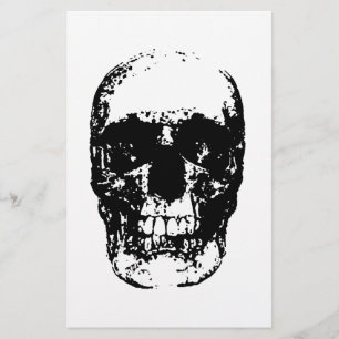 Papelería Cráneo de arte pop blanco y negro