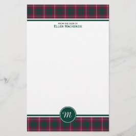 Papelería Crawford Clan Tartan Maroon Planteó Monograma