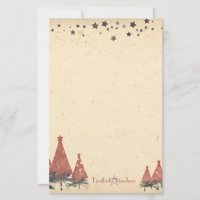 Papelería Crea tu propio Yule Celestial gris rojo retro (Anverso)