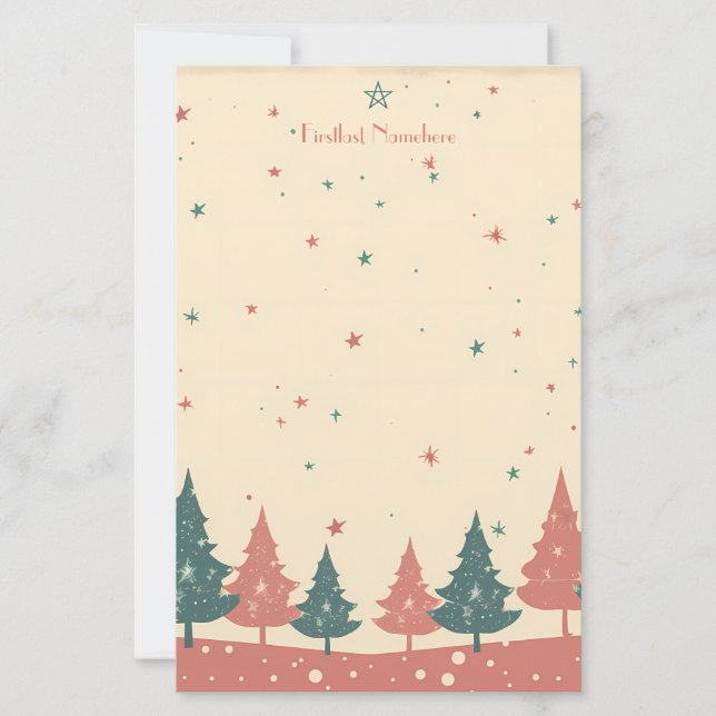 Papelería Crea tus propios árboles de Yule celestiales retro (Anverso)