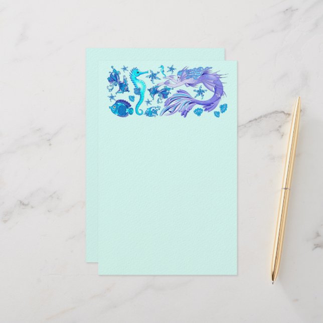 Papelería Creatividad de hadas púrpura de Sirena (Anverso/Reverso In Situ)