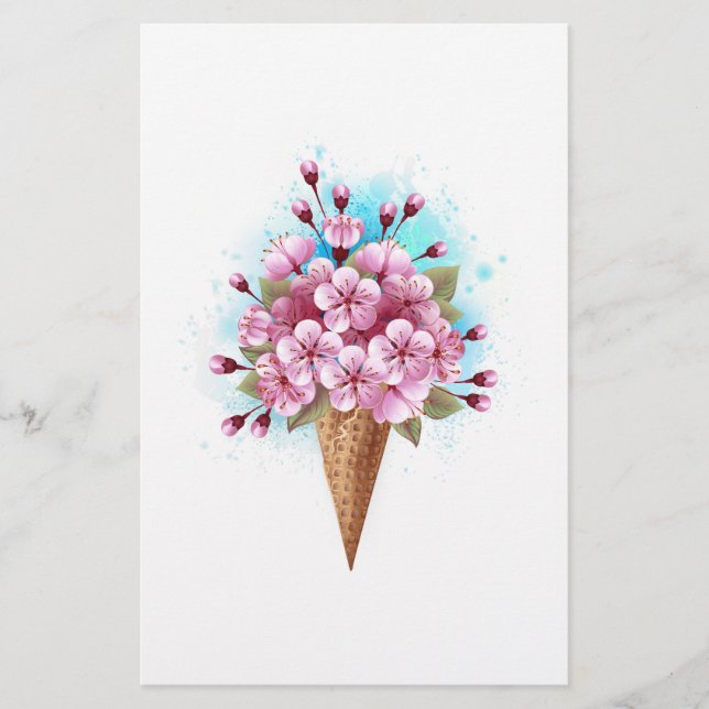 Papelería Crema rosa de hielo Sakura Waffle Cone (Anverso)