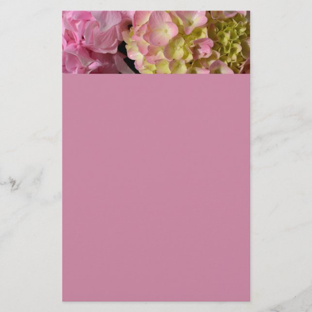 Papelería Crema rosa Hydrangeas amarillo rosa verde floral (Anverso)