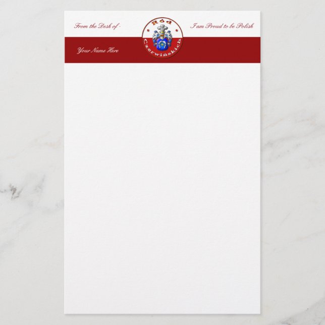 Papelería Crest familiar Czerwińskich de 5,5" x 8,5" (Anverso)