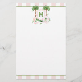 Papelería Cresta de Monograma de Rayas de Cabaña Palm Beach