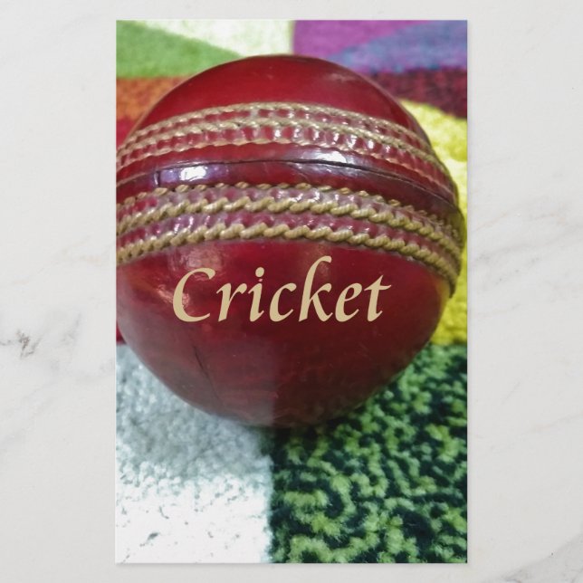 Papelería Cricket: Impresión del arte Red Hard Ball (Anverso)