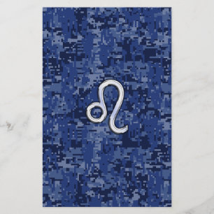 Papelería Cromado como el Rótulo Leo en el Camo Digital Azul