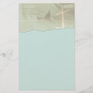 Papelería Cruces Cristianas Desgarradas En Aqua Blue