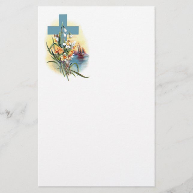 Papelería Cruz Azul Con Flores Y Barcos (Anverso)