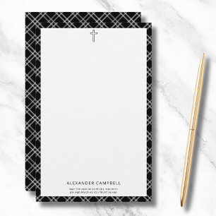 Papelería Cruz Bíblica Cristiana Verse Nombre Negro Placa