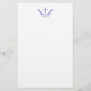 Papelería Cruz cristiana con las decoraciones azules