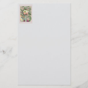 Papelería Cruz floral verde