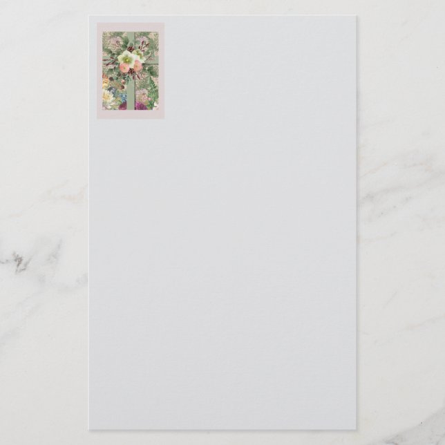 Papelería Cruz floral verde (Anverso)