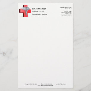 Papelería Cruz Roja Caduceo 3D de Plata Médica