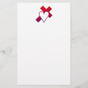 Papelería Cruz y corazón #1 (rojo tridimensional/púrpura)