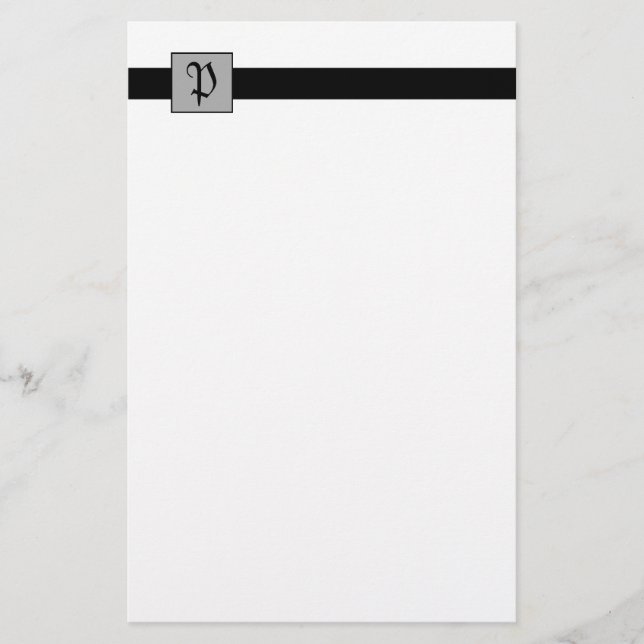 Papelería Cuadrado de monograma (negro) (Anverso)