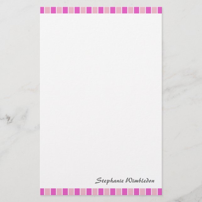 Papelería Cuadrados rosados (Anverso)