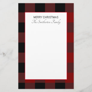 Papelería Cuadro de Búfalo Rojo Negro Blanco Navidad Familia