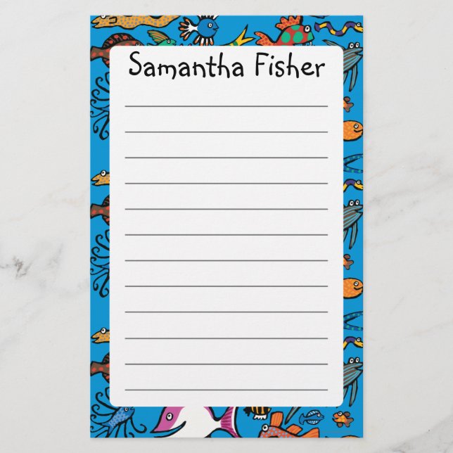 Papelería ¿Cuántos diversos pescados puede usted ver? (Anverso)