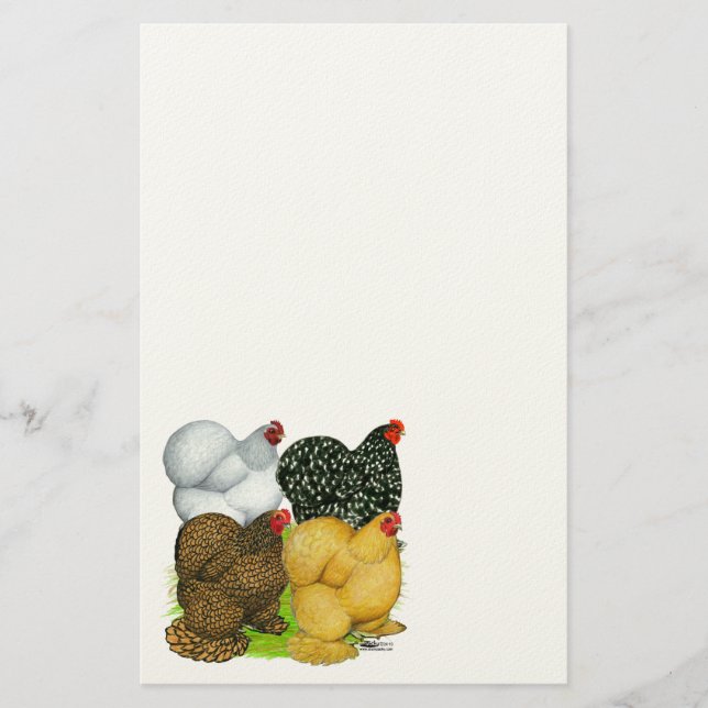 Papelería Cuatro Cochin Hens (Anverso)