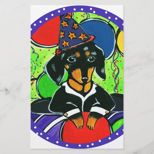 Papelería Cumpleaños adorable de Dachshund (Anverso)