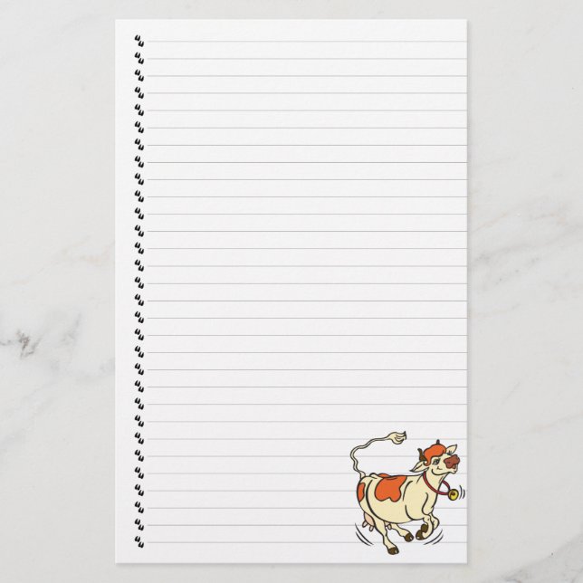 Papelería Curiosa Personalizado Cow Lined Mascota Stationery (Anverso)