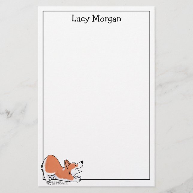 Papelería Custom Corgi Cute Dog Art Stationery (Anverso)