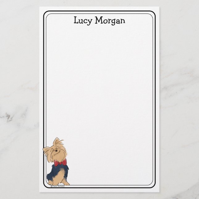 Papelería Custom Yorkie Cute Dog Art  (Anverso)