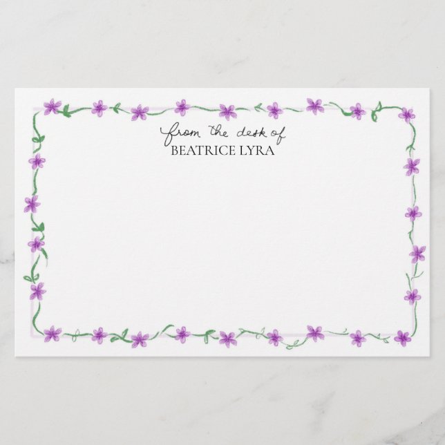 Papelería Customizable Purple Floral (Anverso)