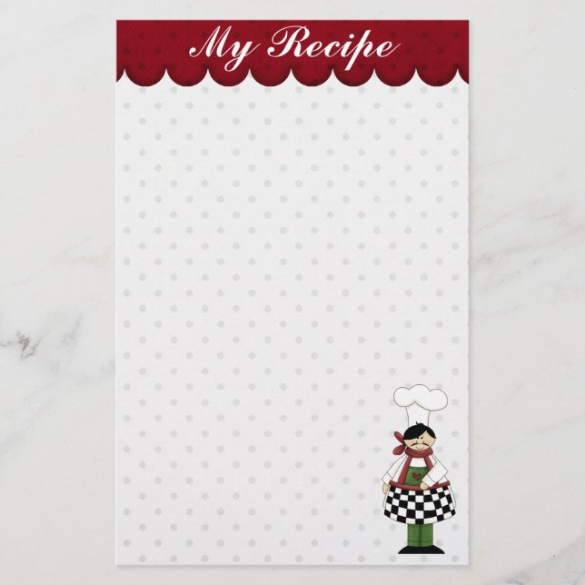 Papelería Cute Chef Stationery (Anverso)