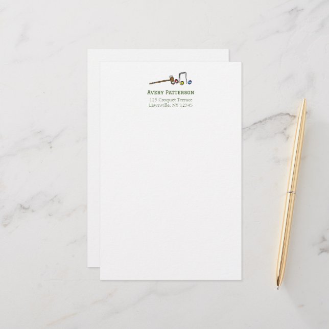 Papelería Cute Croquet Player Hand-Illustrated Moda Preppy (Anverso/Reverso In Situ)