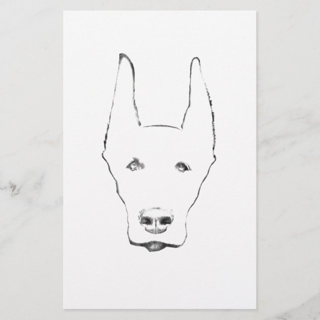 Papelería Cute Doberman Pinscher Dog Face Sketch (Anverso)