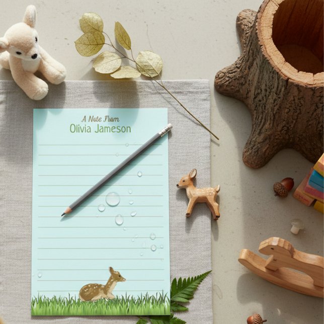 Papelería Cute Kid's Name Woodland Animal Lined Stationery (Subido por el creador)