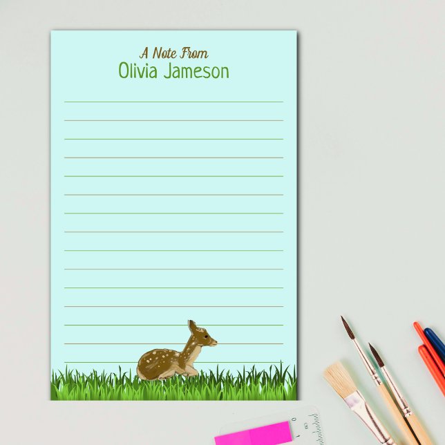 Papelería Cute Kid's Name Woodland Animal Lined Stationery (Cute Kid's Name Woodland Animal Lined Stationery)
