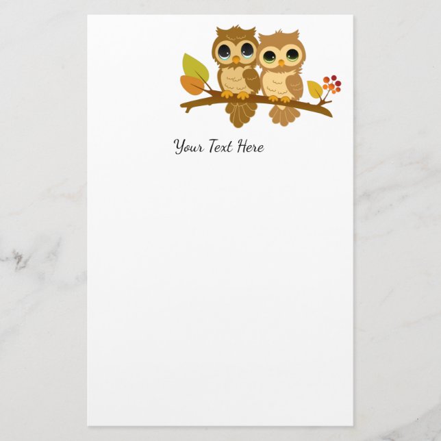 Papelería Cute Owl Stationery (Anverso)