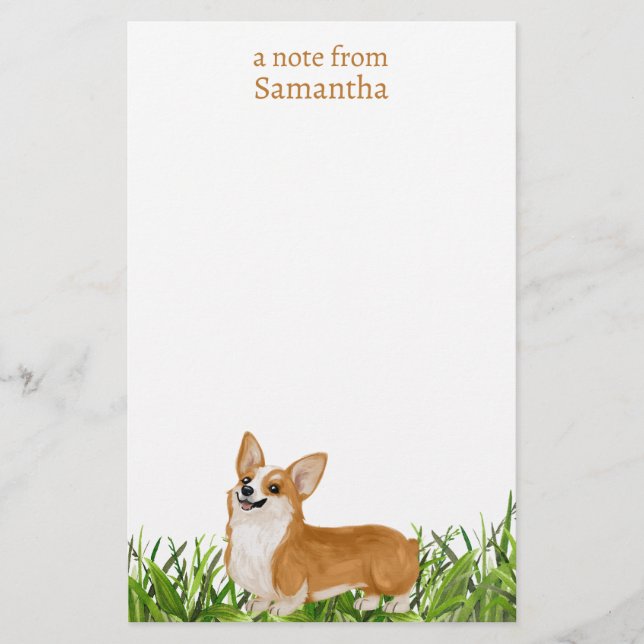 Papelería Cute Pembroke Corgi Dog Monograma Nombre (Anverso)