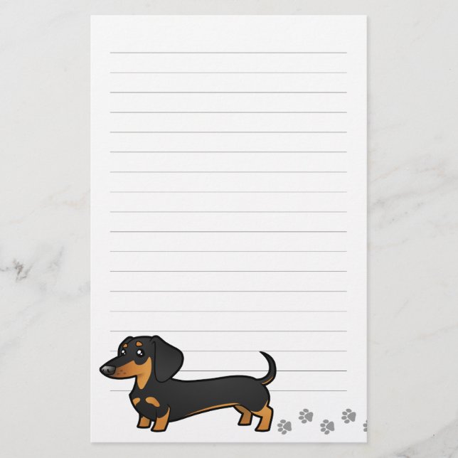 Papelería Dachshund del dibujo animado (capa lisa) (Anverso)