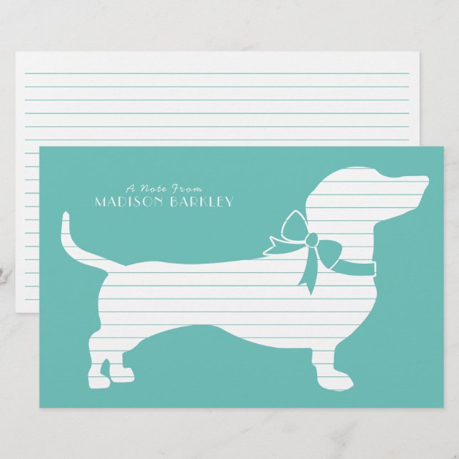 Papelería Dachshund Wiener Dog Puppy Stationery (Anverso / Reverso)