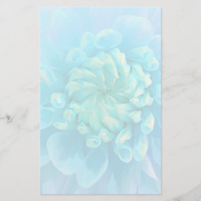 Papelería Dahlia azul turquesa flor en acuarela (Anverso)