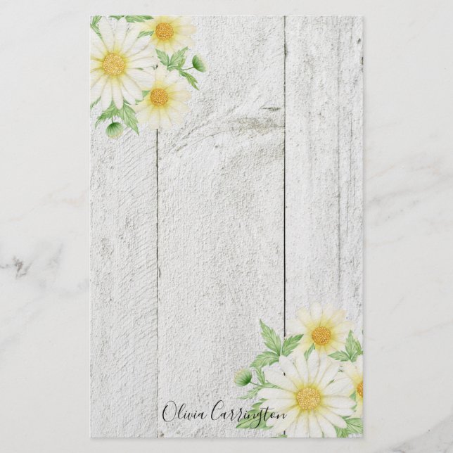 Papelería Daisies florales personalizados (Anverso)