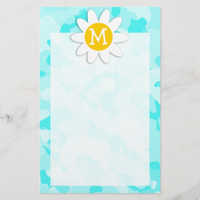 Papelería Daisy en Celeste Camo; Camuflaje (Anverso)