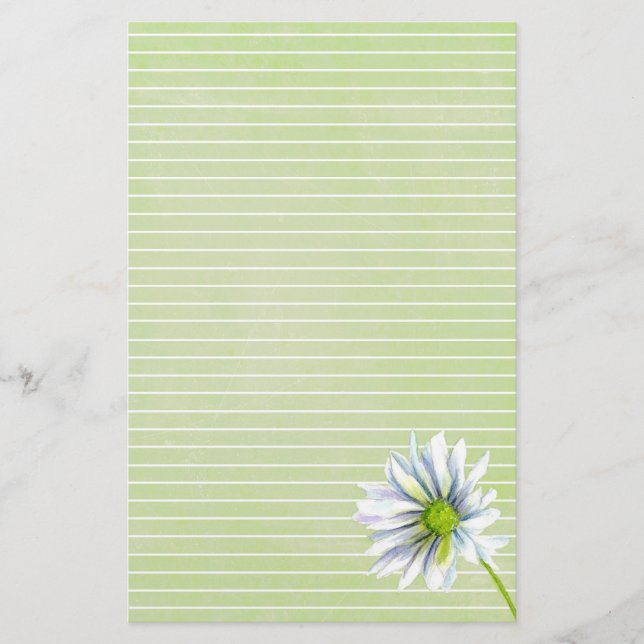 Papelería Daisy Flower White Lin Sage Green (Anverso)
