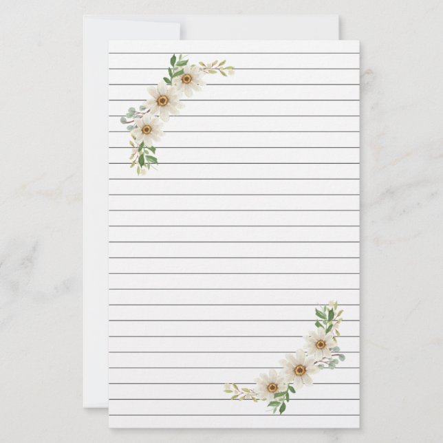 Papelería Daisy Lined Stationery (Anverso)
